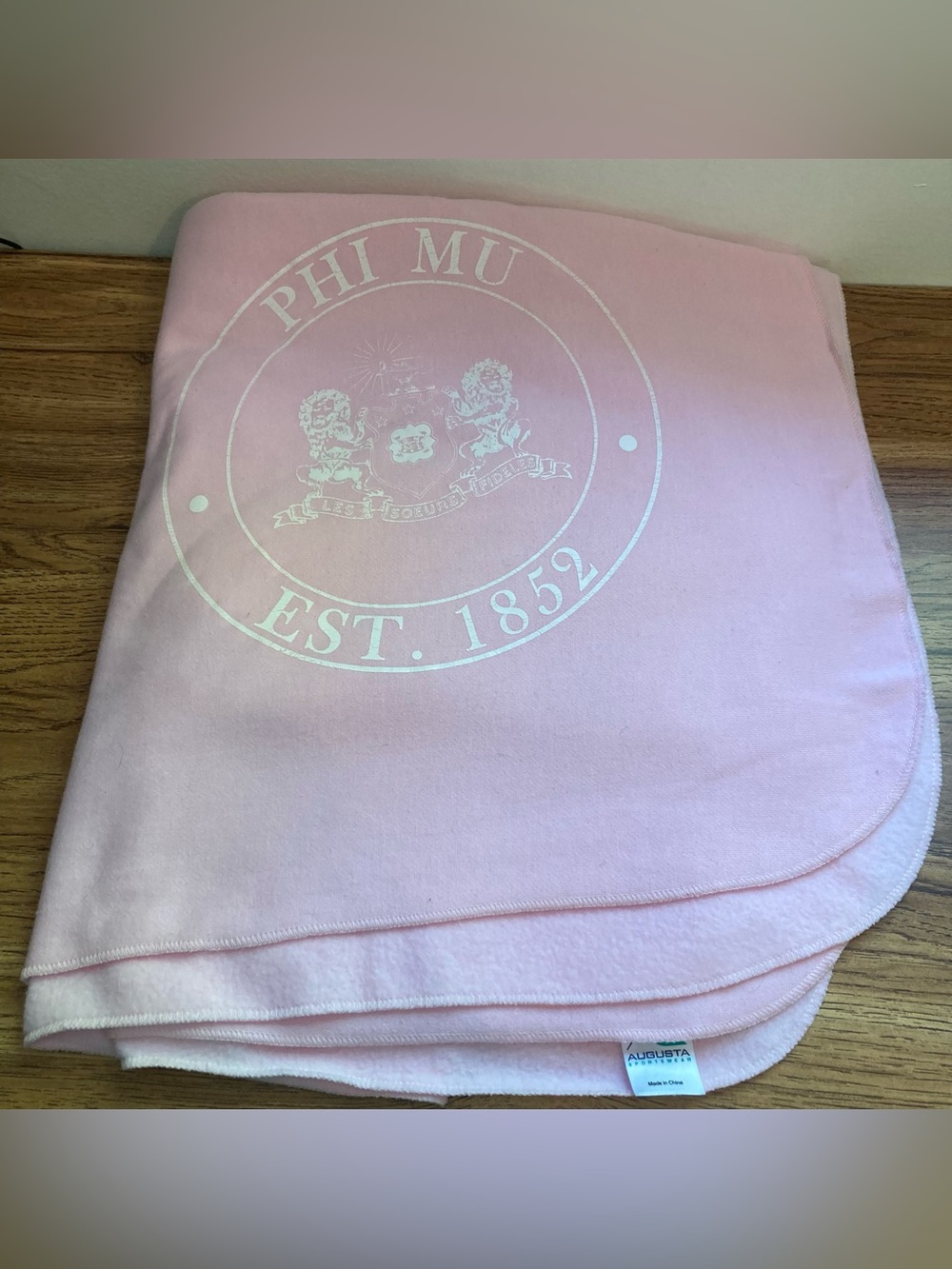 Augusta Sportswear Light Pink Collegiate Phi Mu Throw Blanket